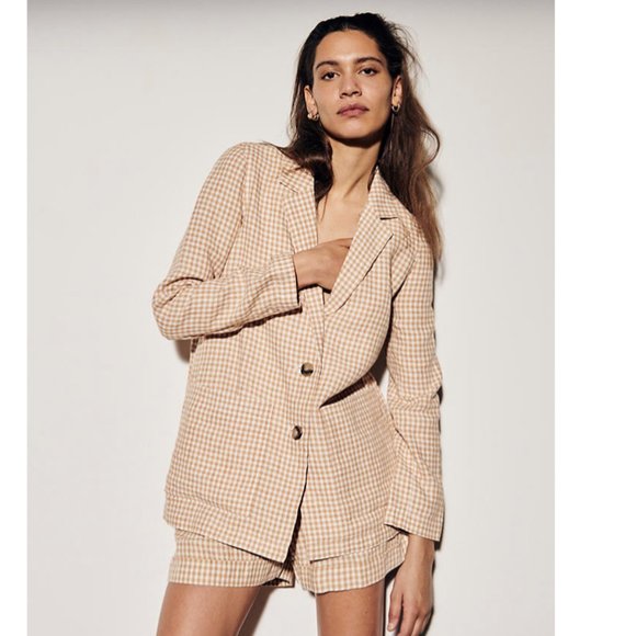 Madewell Jackets & Blazers - ✨HP✨Madewell Linen Dorset Blazer in Gingham Check